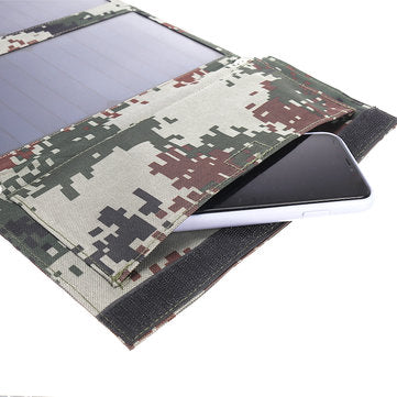 40W 5V Foldable Camouflage Solar Panel Power Bank Pack w Dual USB Waterproof for Backpack Camping