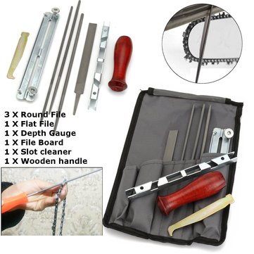 8pcs Chain Saw Sharpening Kit File Depth Gauge File Board Slot Cleaner Wooden Handle