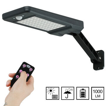 60 LED Remote Control Solar Wall Lamp Waterproof PIR Motion Sensor Street Light ... (COLOR.: BLACK)