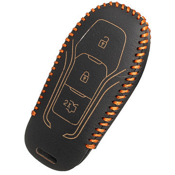 PU Leather Remote Smart Car Key Case+Chain for Ford Mondeo Mustang Fusion 2015