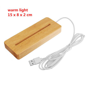 Wood Light Base Handmade Resin Art Wood LED Light Dispaly Base Crystal... (TYPE: WARMLIGHT150*80*20)