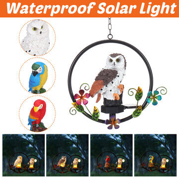 Parrot Owl Pattern Hanging LED Solar Light Outdoor Garden Lawn La... (COLOR.: RED | PATTERN: PARROT)