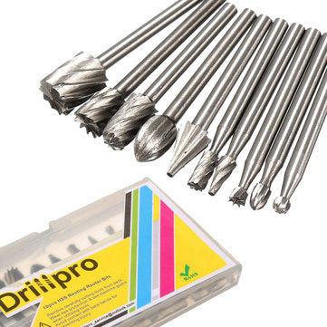 Drillpro RB2 10pcs HSS Router Bit Burr For Dremel and Rotary Engraving Wood Working Tool