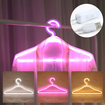USB LED Neon Clothes Hanger PVC Neon Sign Night Light Colorful For Bedr... (LIGHT COLOR: WHITELIGHT)
