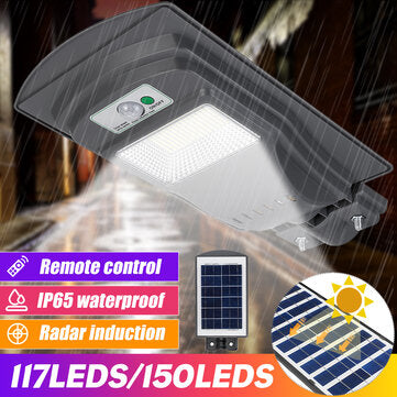 Radar Sensor 117/150LED Solar Panel Street Light Wat... (TYPE: REMOTECONTROL | LED QUANTITY: 117LED)