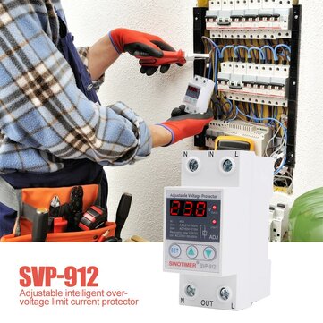 SINOTIMER SVP-912 40A 63A 80A DIN Rail Adjustable Automatic Reconnect Protection H... (CURRENT: 40A)