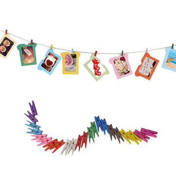 Honana HN-CH011 10pcs Colorful Wodden Clothespins Durable Photo Paper Peg Pin Craft Clips