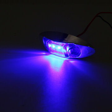 4Pcs Blue 3LED 24V Side Marker Indicator Light Clearance Lamp Truck Trailer Lorry Van