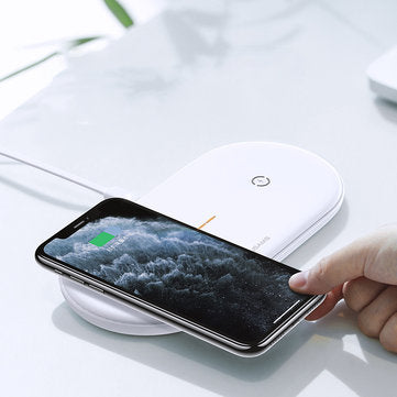 USAMS US-CD120 Dual 10W Power Qi Wireless Charger Phone Charger Earphone Charger for Qi-enable Smart