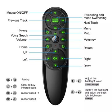Q6 Pro Voice Remote Control 7 Colors Backlit 2.4G Wireless Air Mouse Gyro IR Learning for Android TV