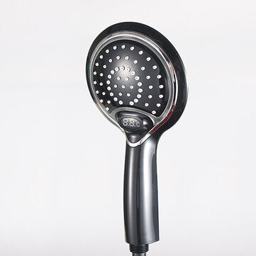 LED Light Shower Head Bathroom Handheld Shower Head Digital LED Display Adjusta... (COLOR A: BLACK)