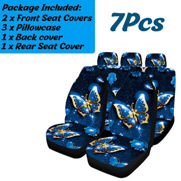 1/7 PCS Universal Car Seat Covers Butterfly Front & Rear Seat Covers Protection (QUANTITY: 7PCS)