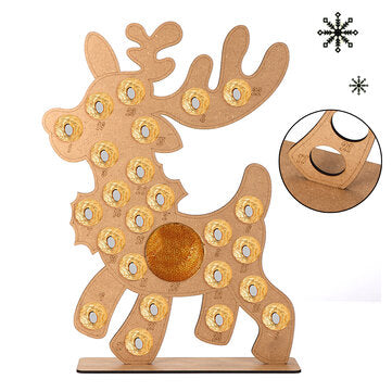 Wooden Christmas Advent Calendar Christmas Elk Decoration Fits 25 Circular Chocolates Candy Stand Ra