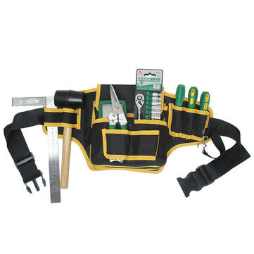 Electrician Canvas Tool Bag Safe Belt Waist Bag Belt Pouch Organizer Repair Tool... (COLOR1: YELLOW)
