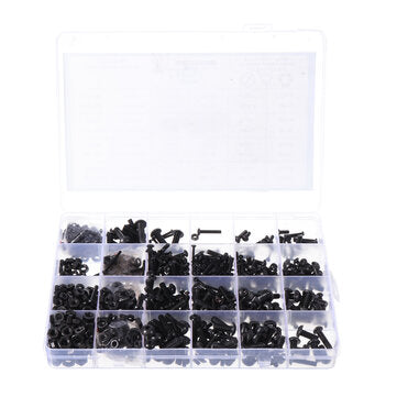 Suleve MXCH11 1220Pcs M2 M3 M4 M5 Carbon Steel Pan Head Hex Socket Screw Hex Screws Nut Assortment K