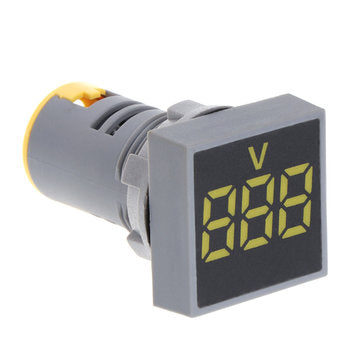3pcs Yellow 22MM AC 60-500V Voltmeter Square Panel LED Digital Voltage Meter Indicator Light