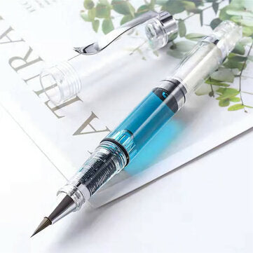 Soft Brush Pen Art Writing Ink Pen plastic Transparent White Refillable Ink Fountain Pens Stationery