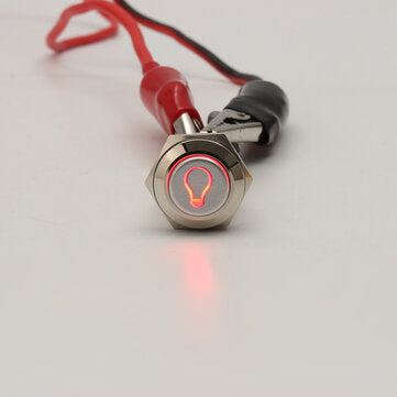 Silver 16mm LED Metal Push Button Latching Switch LED HeadLights Symbol Push Button... (COLOR.: RED)