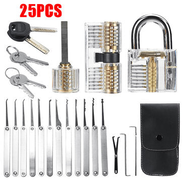 Unlocking Locksmith Practice Lock Pick Key Extractor Padlock Lockpick Tool Kits (STYLE: 25PCS)