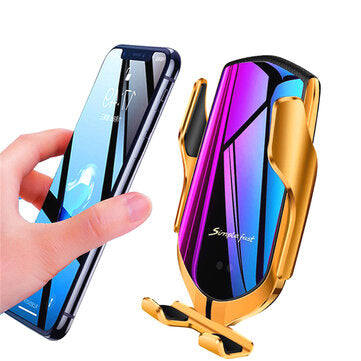 Smart Automatic Clamping Car Wireless Charger For IPhone Galaxy Fast Charge Air Ve... (COLOR.: GOLD)
