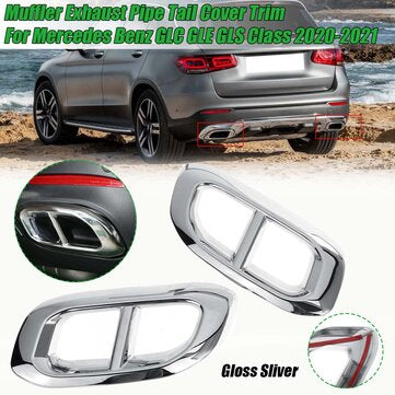 Muffler Exhaust Pipe Tail Cover Trim For Mercedes Benz GLC GLE GLS Class 2020-2021 (COLOR.: SILVER)