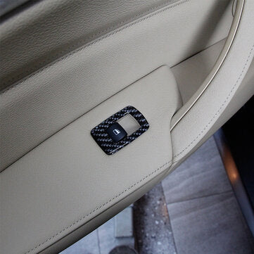 4PCS Carbon Fiber Window Lift Switch Button Cover Trims Door Armrest Panel Sticker For BMW X5 E70 X6