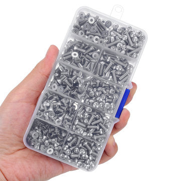 Suleve M3SH9 700Pcs M3 304 Stainless Steel Machine Screw Hex Socket Flat&Button Head Bolt Assortm
