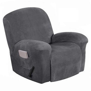 Velvet Full Coverage Recliner Chair Cover Protector Thicken Super Soft Recliner Cov... (COLOR: GREY)