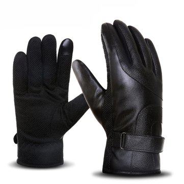 Waterproof Warm Leather Gloves Motorcycle Safety Sport Touch Scree... (GENDER: MALE | COLOR.: BROWN)