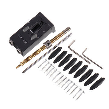 XK-R2 Aluminum Alloy Woodworking Pocket Hole Jig with Drill and Screwdriver Bit Pocket ... (SIZE: A)