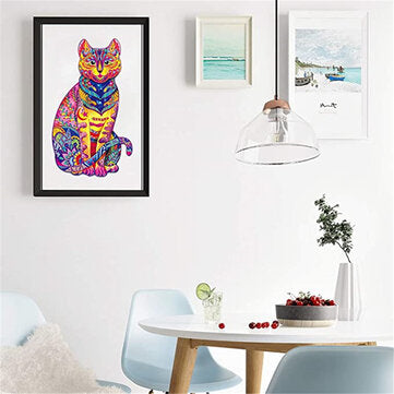 Wooden Cat Jigsaw Puzzle DIY Unique Shape Pieces Animal Gift Mysterious Early Education Toys for Chi