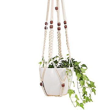 Macrame Flower Pot Planter Holder Basket Hanging Rope with Beads for Home Indoor Outdoor Decorations