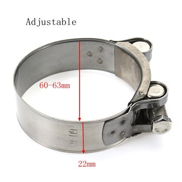 Universal 36mm 48mm 60mm Genuine Stainless Steel Band Exhaust Clamp Kit Fit Motorcycl... (NO.: 03#)
