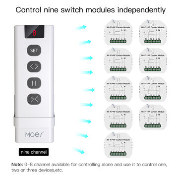 Moeshouse 9 /1 Channel RF433 Remote Control for WiFi Curtain Switch RF Roller Blinds Module Battery