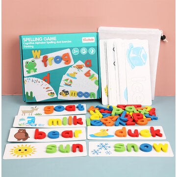 Wooden Alphabet Puzzles Toys Word Spelling Game Educational Toy Letters Card Board Matching Puzzle G