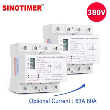 SINOTIMER STVP-930 63A 80A 380V 3 Phase Auto-recovery Protective Device Self Recon... (CURRENT: 80A)