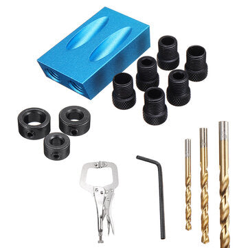 Drillpro Pocket Hole Screw Jig Dowel Drill Guide Woodworking Locator with Drill Bits Wo... (TYPE: C)