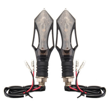 Pair Of 12V Motorcycle LED Turn Signal Blinker Yellow Light 8mm Mounting