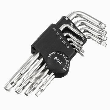 PENGGONG 804 9pcs Torx Hex Wrench Screwdriver Star Key L Wrench Set