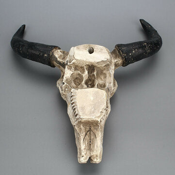 Halloween Long horn Skull Resin Cow Skull Sculpture Statue Wall Decorations Horns Wal... (NUMBER: 1)