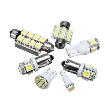 7pcs 12V White Car Interior LED Reading Light Kit Dome Licence Plate Side Mark Lamp