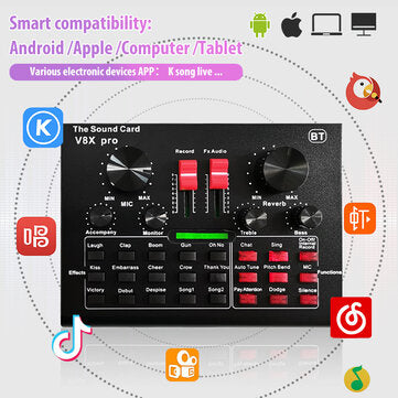 LEORY V8X Pro Karaoke KTV Professional Recording Live Bluetooth Sound Card