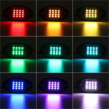 4PCS 12V RGB LED Mini Rock Light Under Body Lamp Turn Signal Break Voice RF Remote Control For Car M