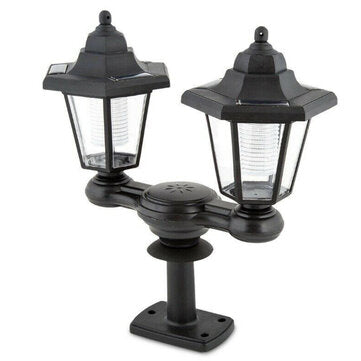 Garden Double Head Solar LED Light Wall Mounted Post Lantern Pathway Vintage Lamp Lawn Light