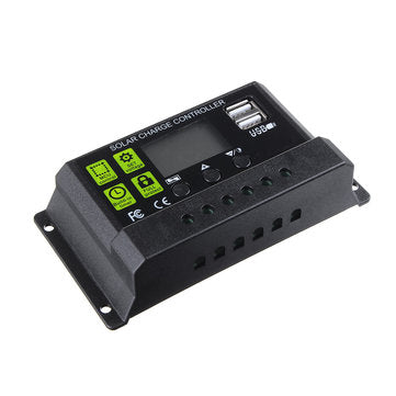 PWM 10A 12V/24V Auto Solar Panel Solar Charge Controller Battery Charge Adapter LCD USB