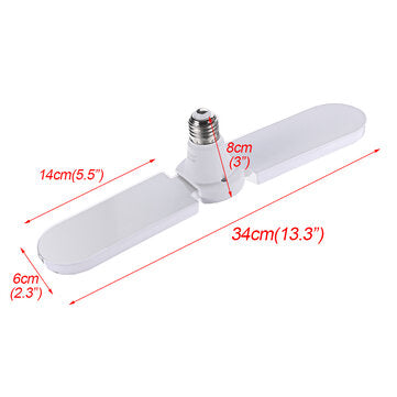 AC85-256V 30W E27 LED Bulb 2 blades Foldable Fan Blade Adjustable Ceiling Lamp for Indoor Home Use