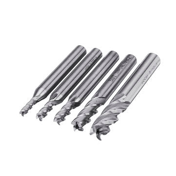 Drillpro 5pcs 1/8-5/16 Inch Imperial Milling Cutter High Speed Steel CNC Cutter Spiral End Mill