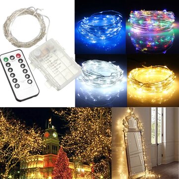 10M 100 LED Battery Operated Silver Wire String Fairy Light Christmas + Remote Co... (COLOR.: WHITE)