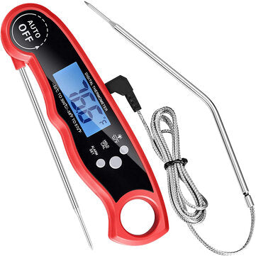 Instant Read Meat Thermometer Digital Grilling Dual Probe Thermometer with Back Ligh... (COLOR: RED)