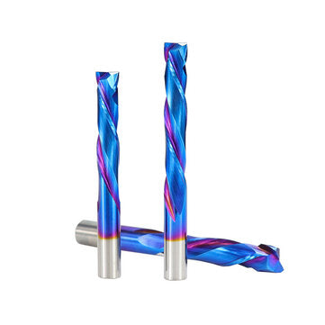 Drillpro Carbide 2 Flute Up Down Milling Cutter 6mm Shank Blue Nano Coating CNC... (SIZE: 6X22X55MM)